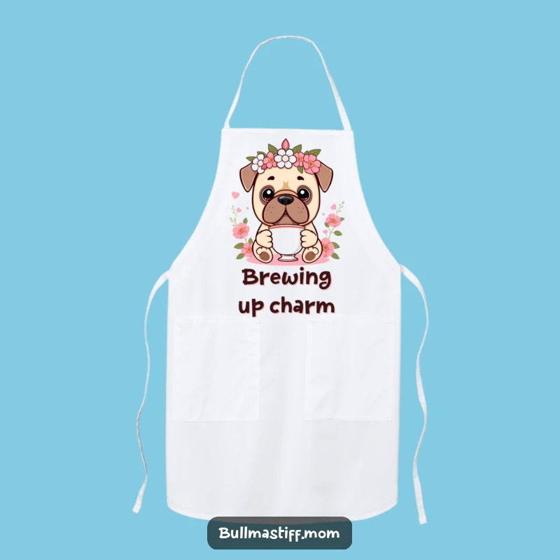Funny Kawaii Bullmastiff Tea Apron: Elegant Kitchen Chic