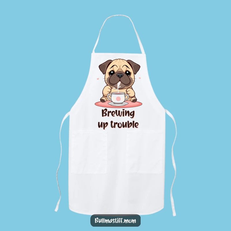 Funny Bullmastiff Apron: Tea Time Pour, Hilarious Kitchen Gift