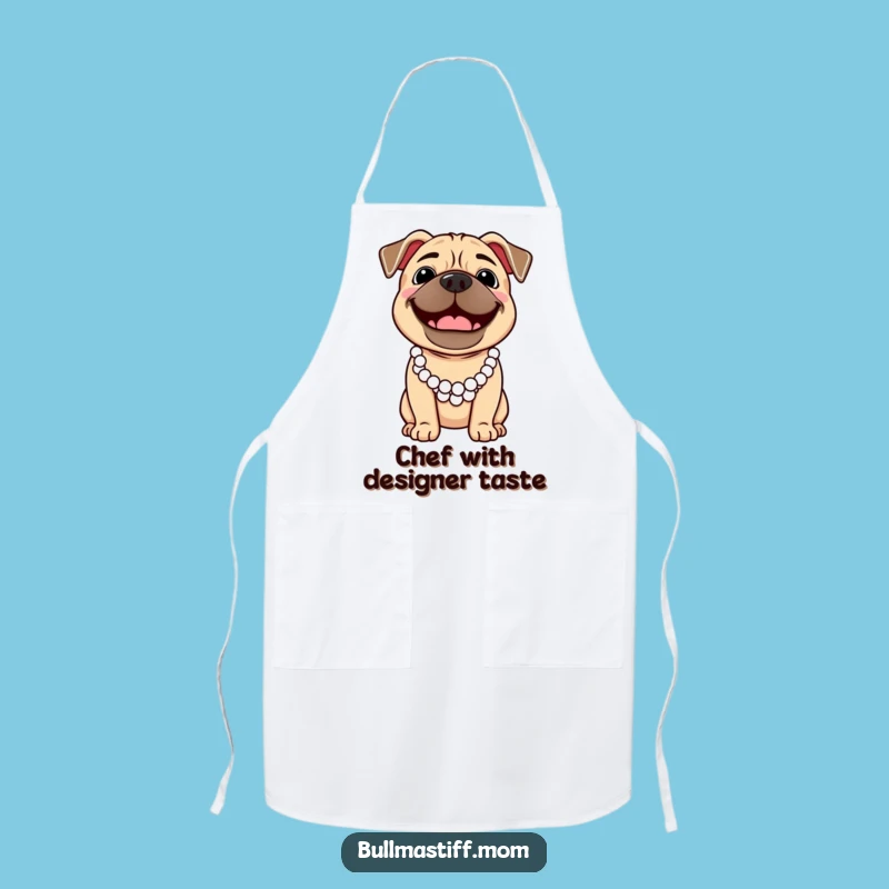 Funny Bullmastiff Pearl Necklace Apron - Chef's Style & Canine Humor
