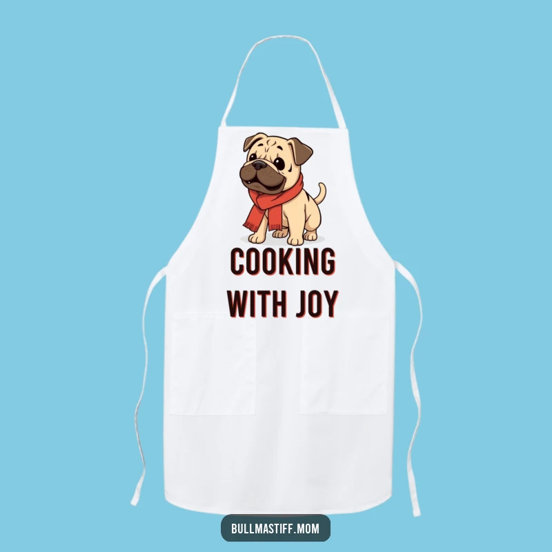 Funny Bullmastiff Scarf Apron: Enthusiastic Chef Kitchen Gift