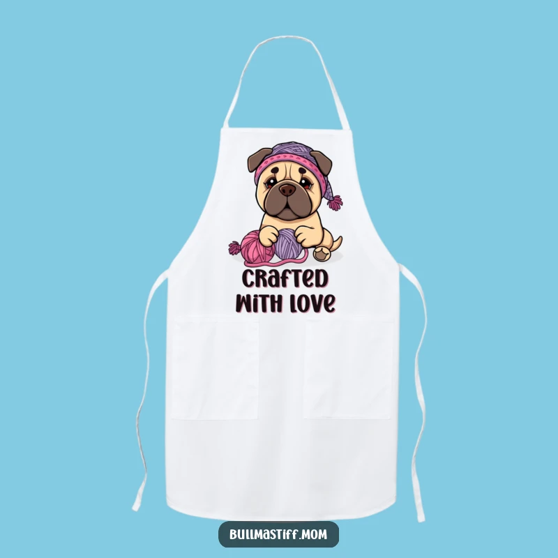 Funny Bullmastiff Knitter Apron - Protect Your Clothes with Yarn Humor Gift