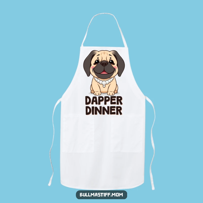 Funny Bullmastiff Apron: Pearl Necklace Chef Dog, Classy Kitchen Funny Dog Gift