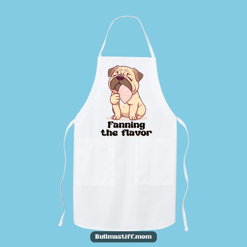 Chef's Delight: Funny Bullmastiff Fanning Apron for Culinary Fun
