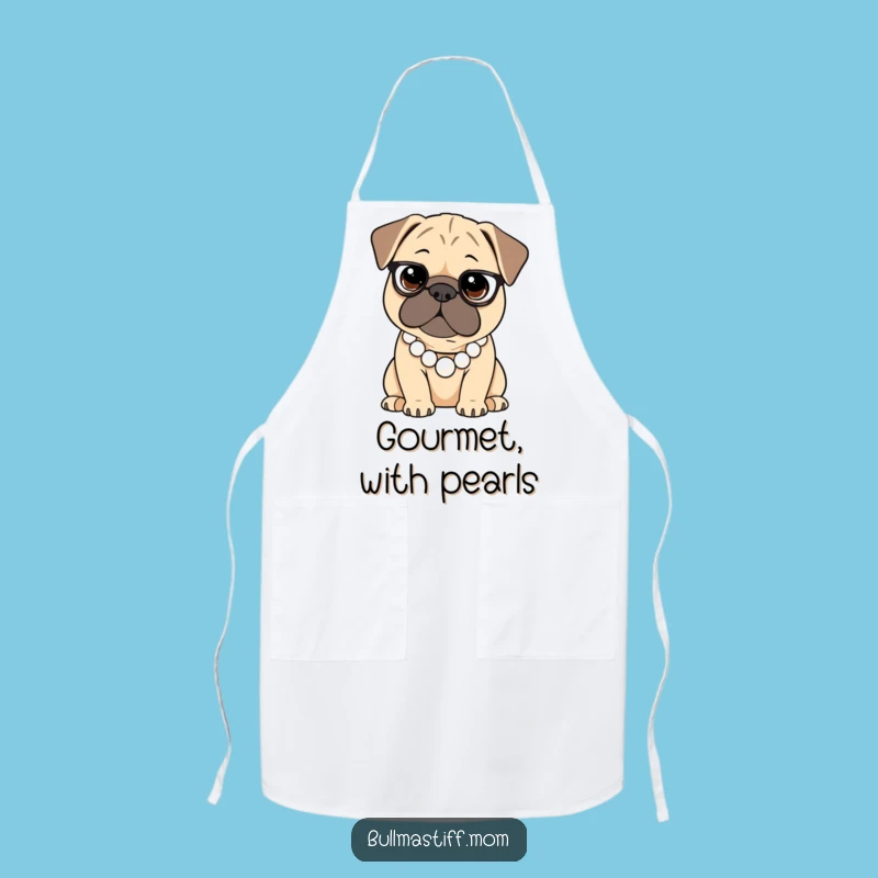 Gourmet Glamour: Funny Bullmastiff Pearl Necklace Apron for Chic Chefs