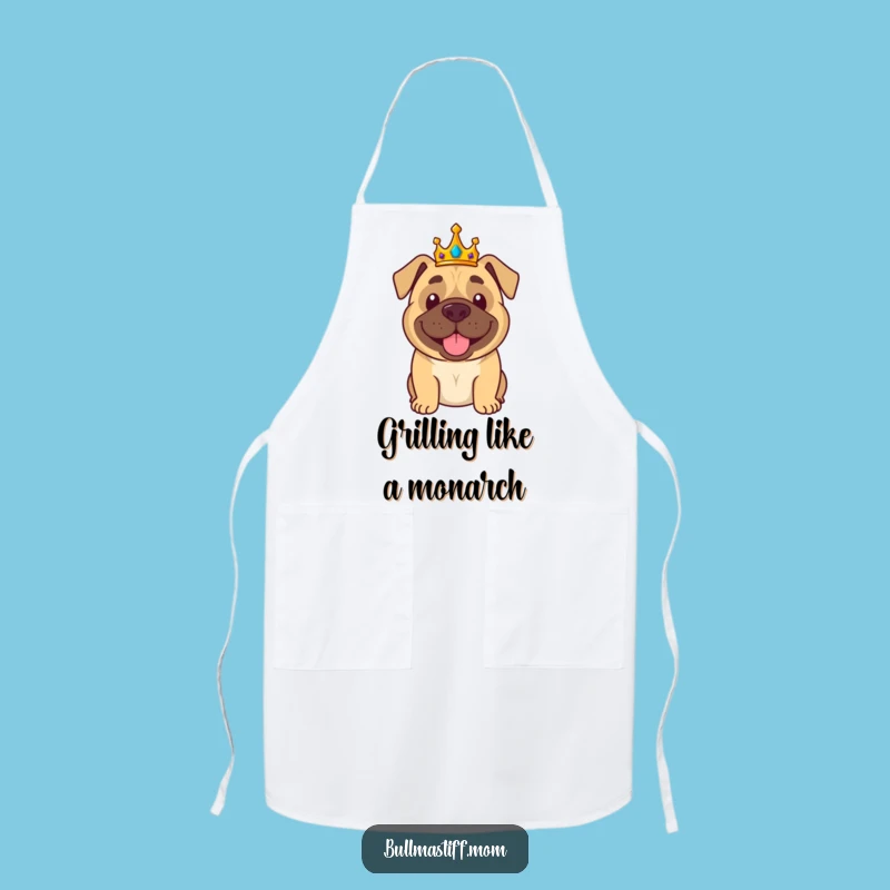 Funny Bullmastiff Apron: Crowned King, Hilarious Chef Accessory Gift