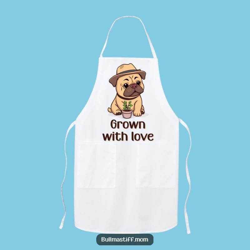 Funny Bullmastiff Gardener Apron: Stylish Hat, Tiny Plant - Kitchen Humor Gift!