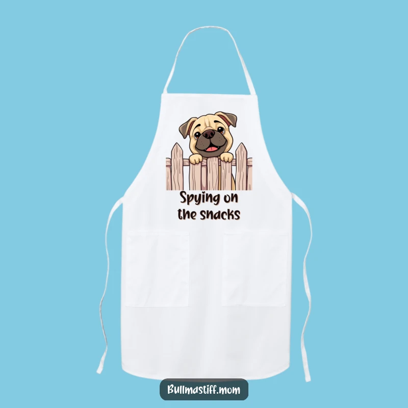 Funny Curious Bullmastiff Apron - Peeking Dog Kitchen Wear, a Hilarious Neighbor Gift