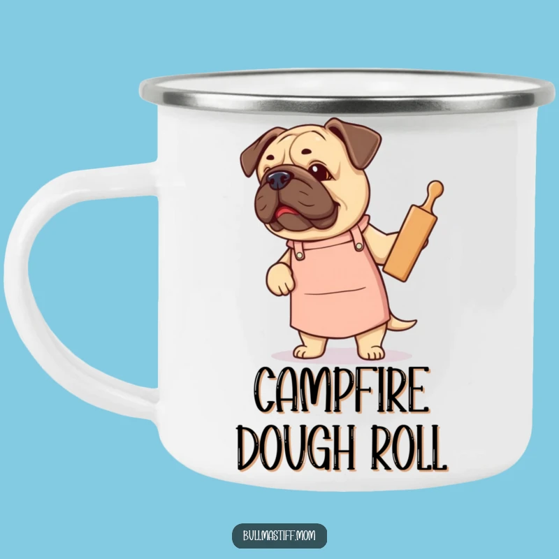 Funny Bullmastiff Baker Camping Mug: Outdoor Baking Buddy