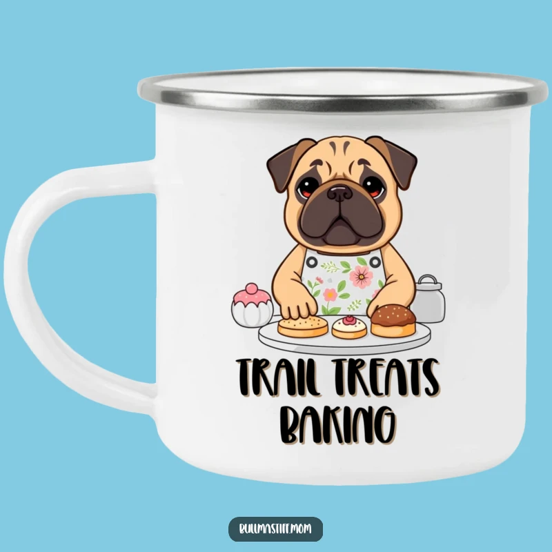 Funny Bullmastiff Baker Camp Mug - Floral Dog for Outdoor Baking Gift