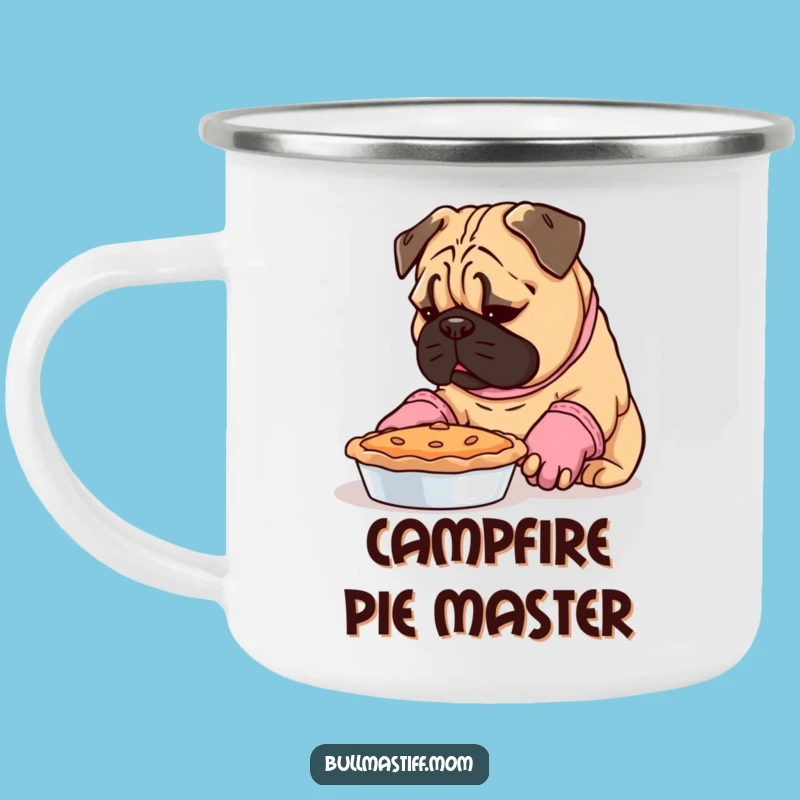 Funny Bullmastiff Baker Camping Mug: Outdoor Pie Treat Gift