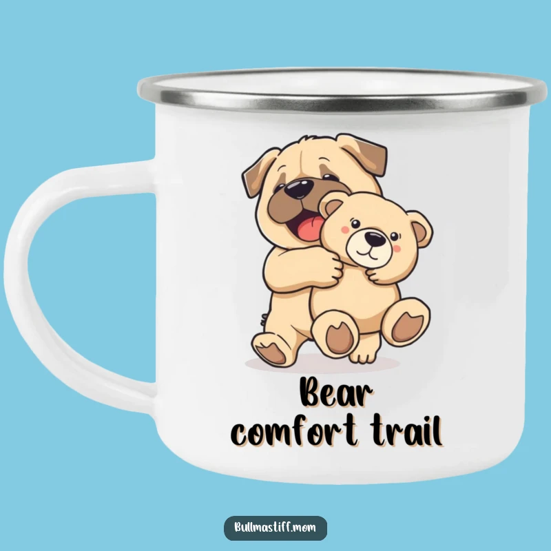 Funny Bullmastiff Campfire Mug: Joyful Sips with a Teddy Bear Pal