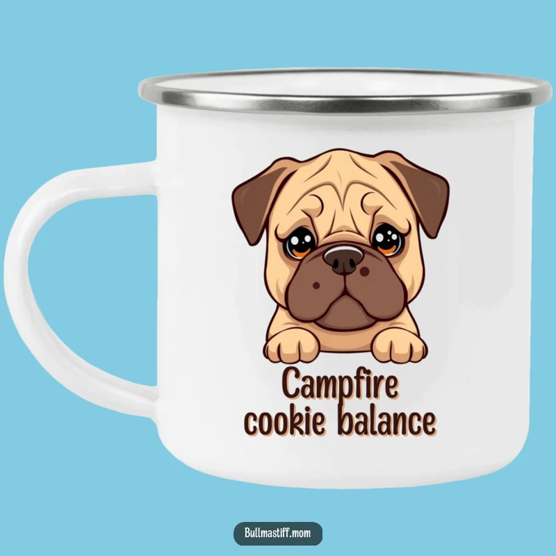 Funny Bullmastiff Cookie Balance Camping Mug: Treat Time!