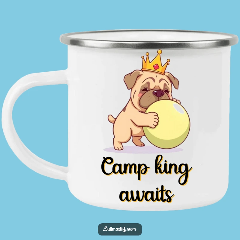 Funny Bullmastiff Crown Camping Mug: Royal Outdoor Play Gift
