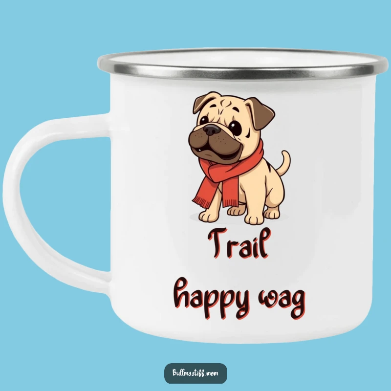 Funny Bullmastiff Scarf Camping Mug: Enthusiastic Outdoors Gift