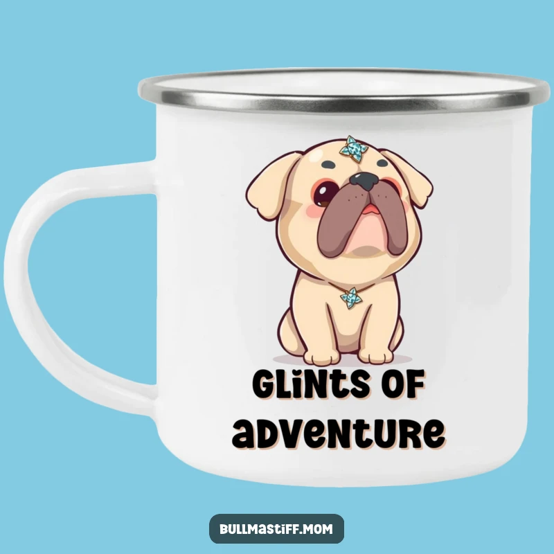 Funny Kawaii Bullmastiff Brooch Camping Mug: Cute Adventure Sip, Funny Gift