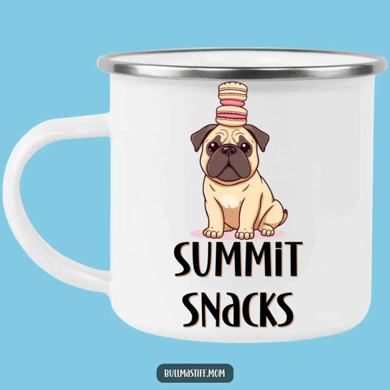 Funny Bullmastiff Macaron Camping Mug: Adventure Fuelled by Canine Delights
