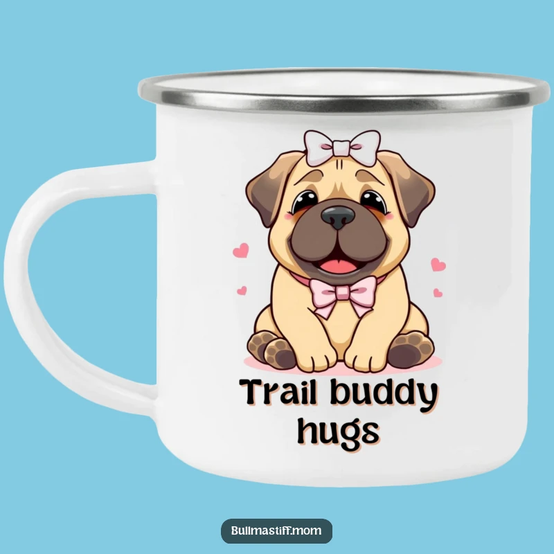 Funny Bullmastiff Hug Camping Mug: Warm Drinks for Dog Lovers and Campers