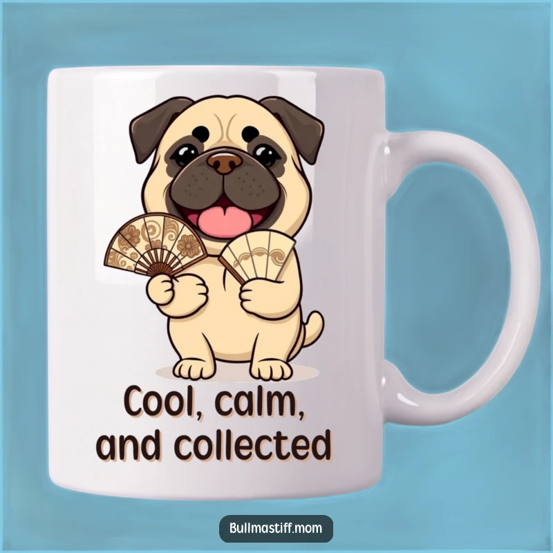 Funny Cheerful Bullmastiff Mug: Ornate Fan, Joyful Dog Lover Gift