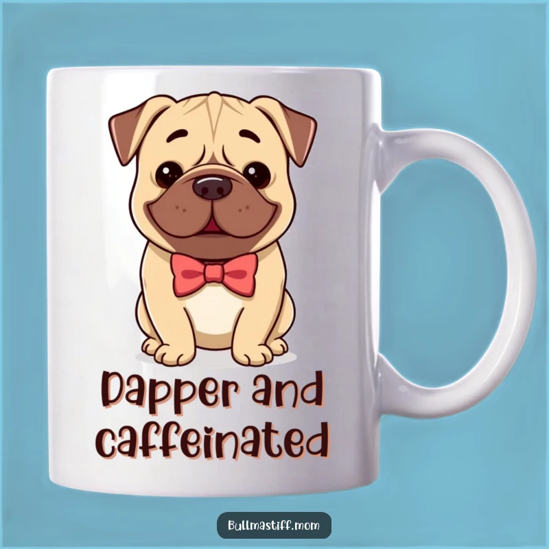 Funny Bullmastiff Bow Tie Smile Mug, Dapper Dog Gift, Charming Accessory