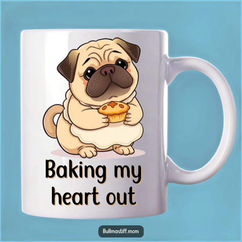 Funny Bullmastiff Baker Mug: Adorable Pie-Loving Dog Gift for Bakers