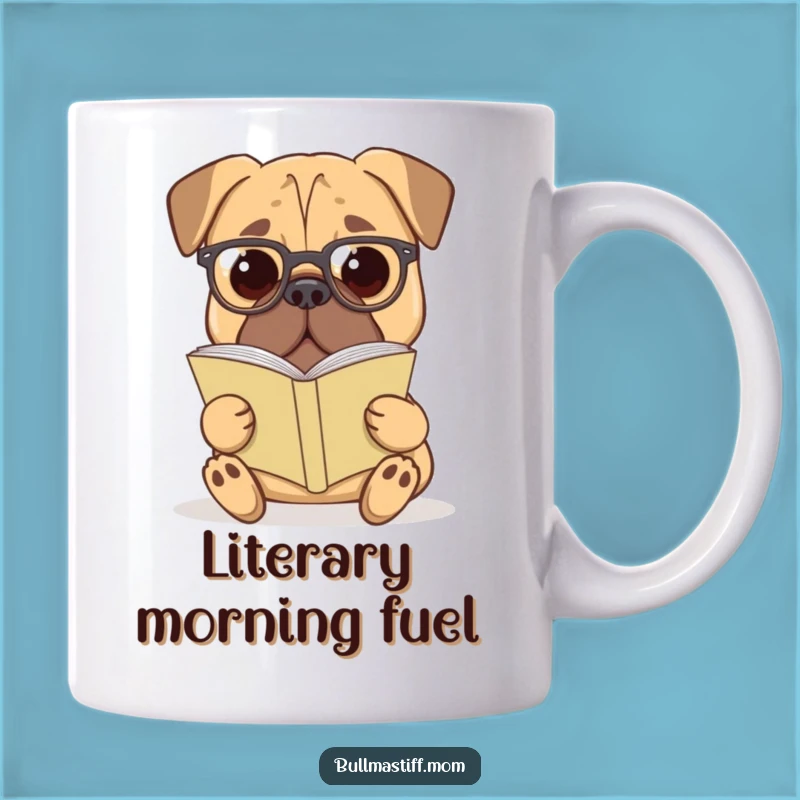 Funny Bullmastiff Mug: Bookworm Giant with Glasses, Literary Dog Lover Funny Gift