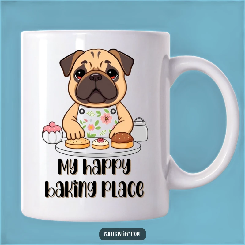 Funny Bullmastiff Baker Mug - Floral Apron Dog, Perfect Humorous Gift