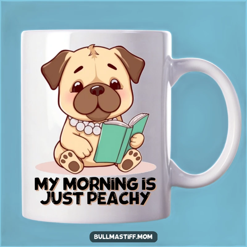 Funny Literary Bullmastiff Mug: Sophisticated Pup Reading, Perfect Gift for Book Lovers