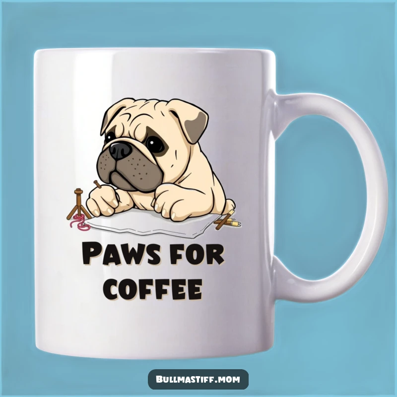 Funny Bullmastiff Embroidery Mug: Clumsy Paws Craft Gift for Dog Lovers