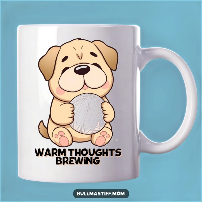 Funny Bullmastiff Yarn Mug: Cozy Smiles and Fluffy Fun for Crafters