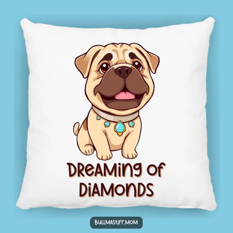 Soft Funny Bullmastiff Pride Pillow: Jeweled Collar, Gentle Beam - Cozy Comfort Gift!