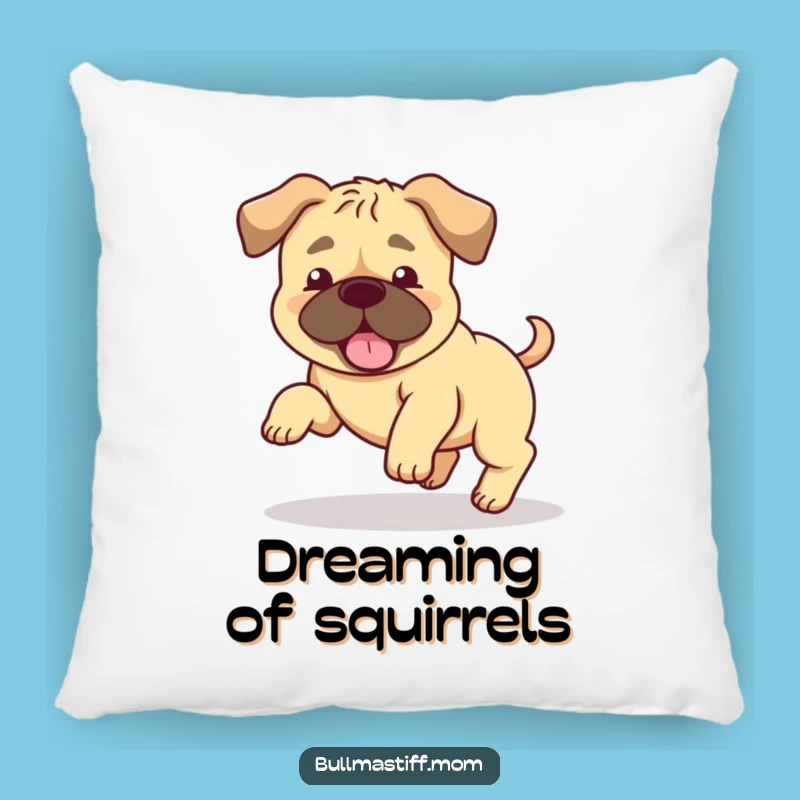 Funny Bullmastiff Tail Chase Pillow: Floppy Ears Comfort, Hilarious Dog Accent, Perfect Gift