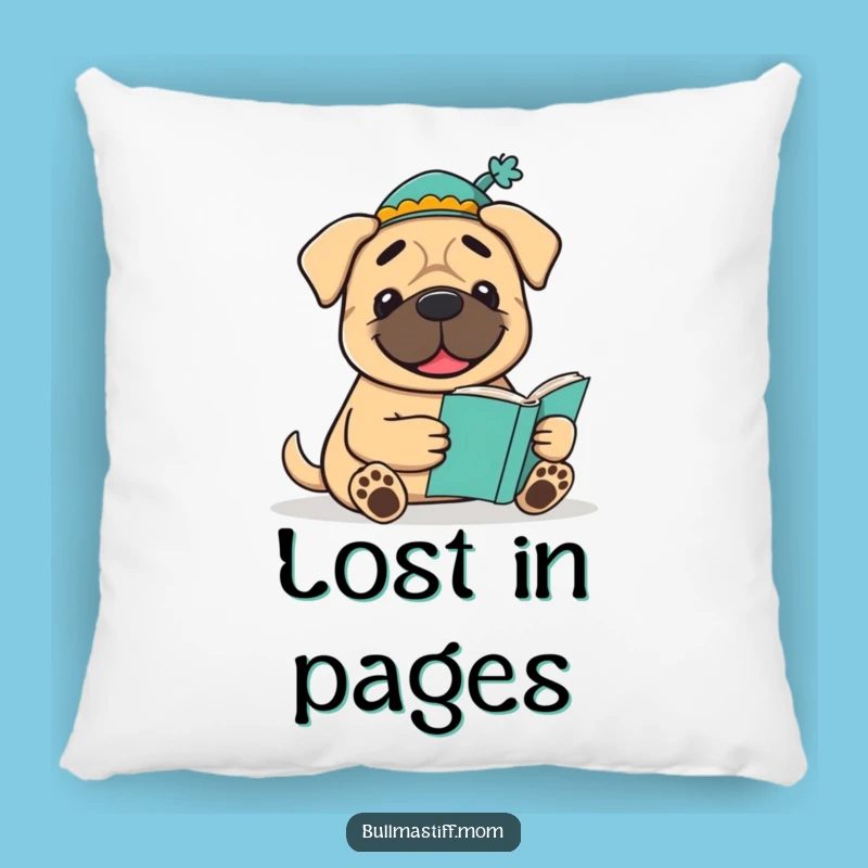 Funny Bookish Bullmastiff Pillow: Cozy Comfort, Thoughtful Funny Gift