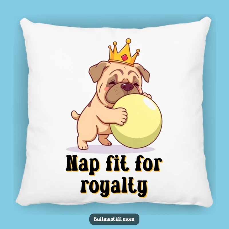 Funny Bullmastiff Crown Pillow: Regal Playtime Cushion Gift