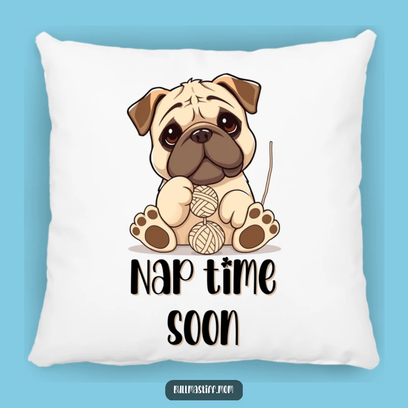Funny Bullmastiff Pillow: Cozy Comfort With Playful Paws and Yarn