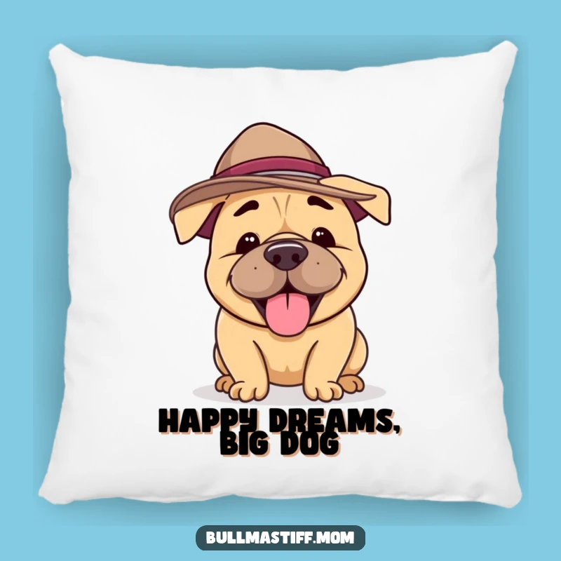 Funny Bullmastiff Hat Pillow: Cozy Happy Dog Comfort, Perfect Funny Gift