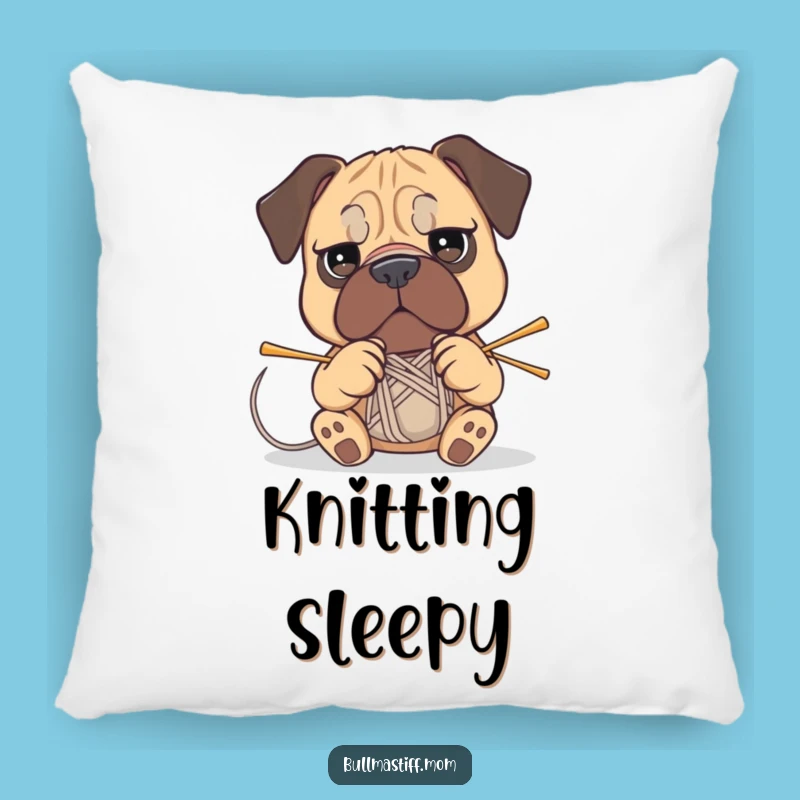 Funny Bullmastiff Knitting Pillow: Cozy Comfort for Determined Crafters