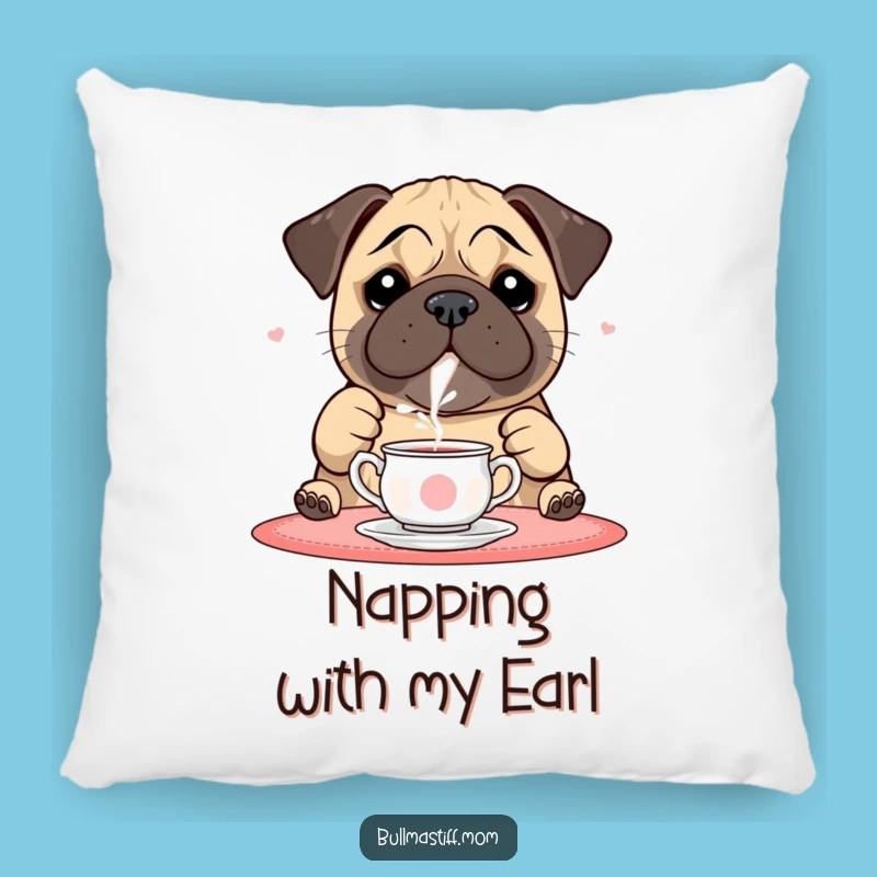 Funny Bullmastiff Pillow: Tea Time Pour, Cozy & Charming Decor Gift