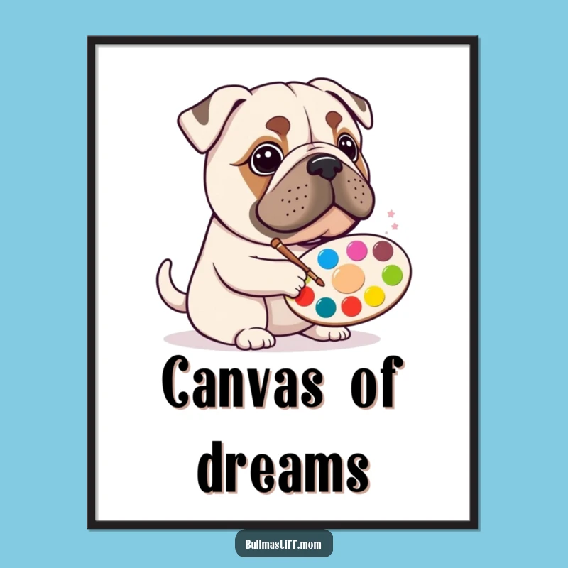 Funny Bullmastiff Artist Digital Art: Printable Masterpiece for Your Wall