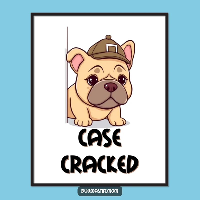 Funny Bullmastiff Detective Digital Art - Instant Hilarious Mystery Decor Gift