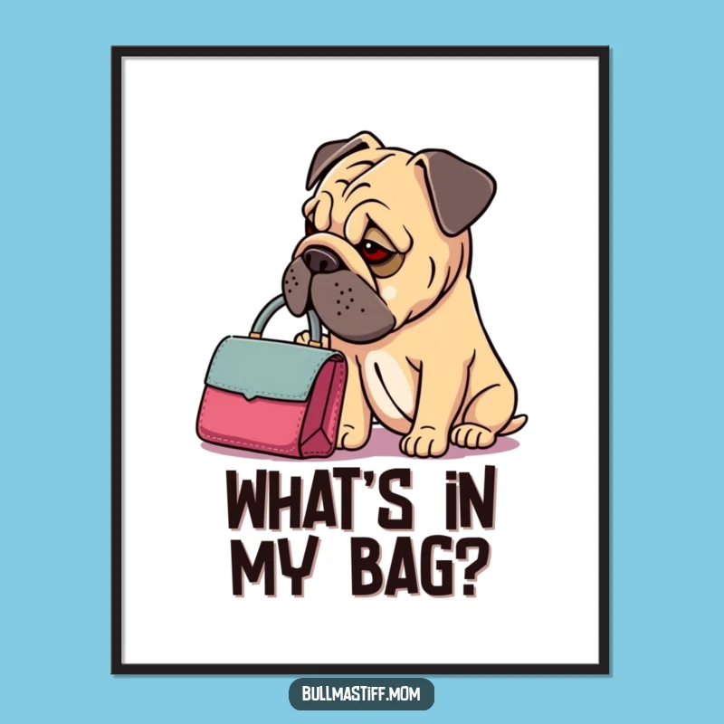 Funny Bullmastiff Handbag Digital Art: Dainty Purse, Thoughtful Pose - Instant Chic Decor!