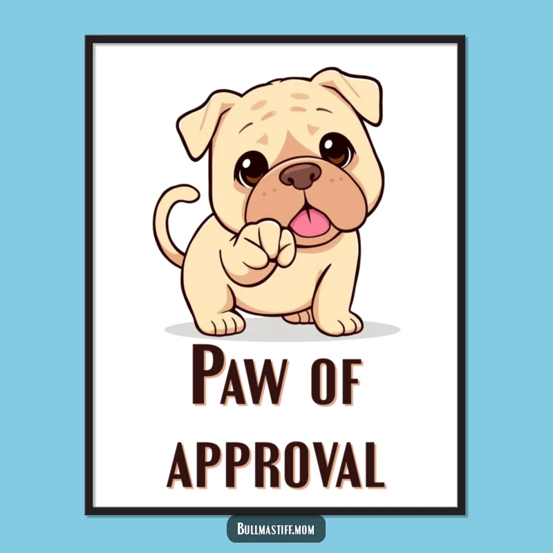 Funny Bullmastiff Handshake Digital Art: Wagging Tail Greeting, Hilarious Dog Print, Perfect Gift