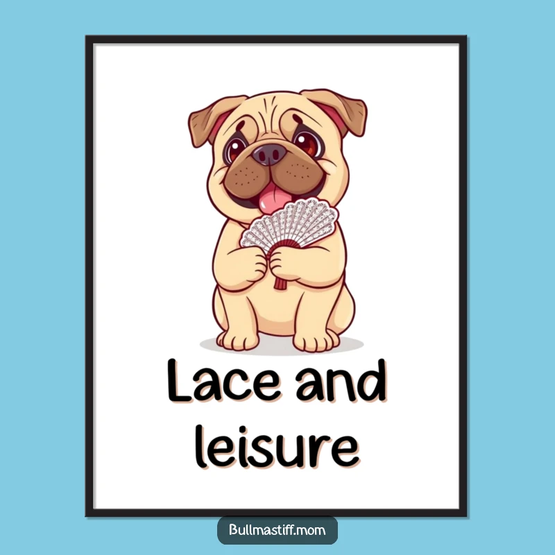 Funny Bullmastiff Lace Fan Digital Art: Instant Whimsy for Your Walls