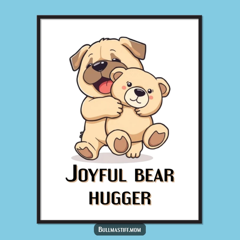 Funny Bullmastiff Teddy Digital Art: Instant Decor for Happy Dog Lovers