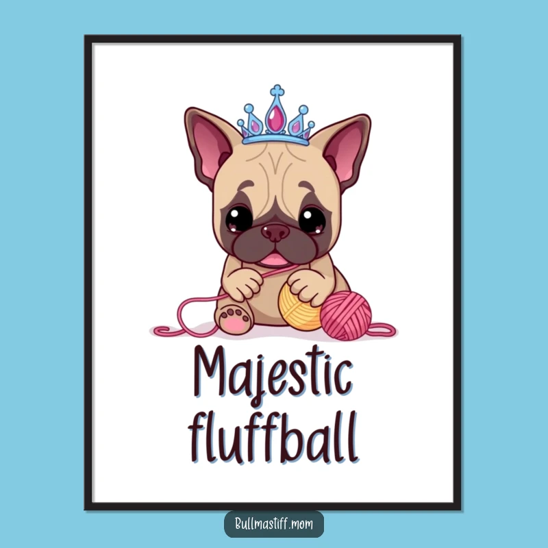 Funny Bullmastiff Tiara Digital Art: Instant Joyful Decor for Dog Lovers' Walls