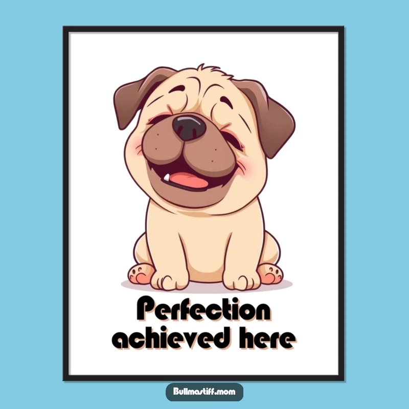 Funny Happy Bullmastiff Digital Print - Blissful Scratch Wall Art, a Hilarious Dog Download