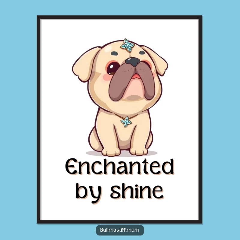 Funny Kawaii Bullmastiff Brooch Digital Art: Instant Cute Decor, Perfect Funny Gift