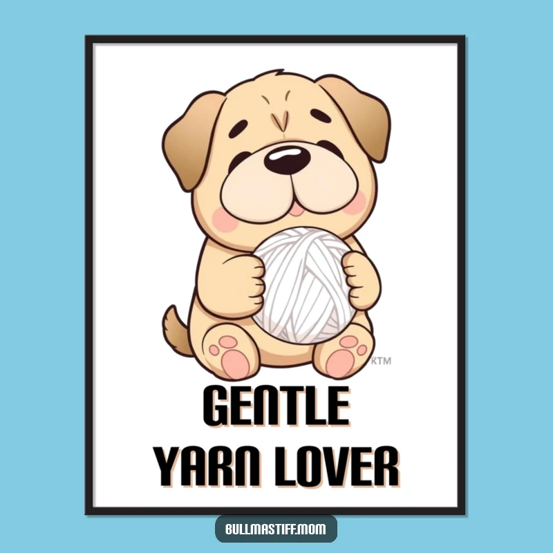 Funny Bullmastiff Yarn Digital Art: Instant Decor for Crafters and Dog Lovers