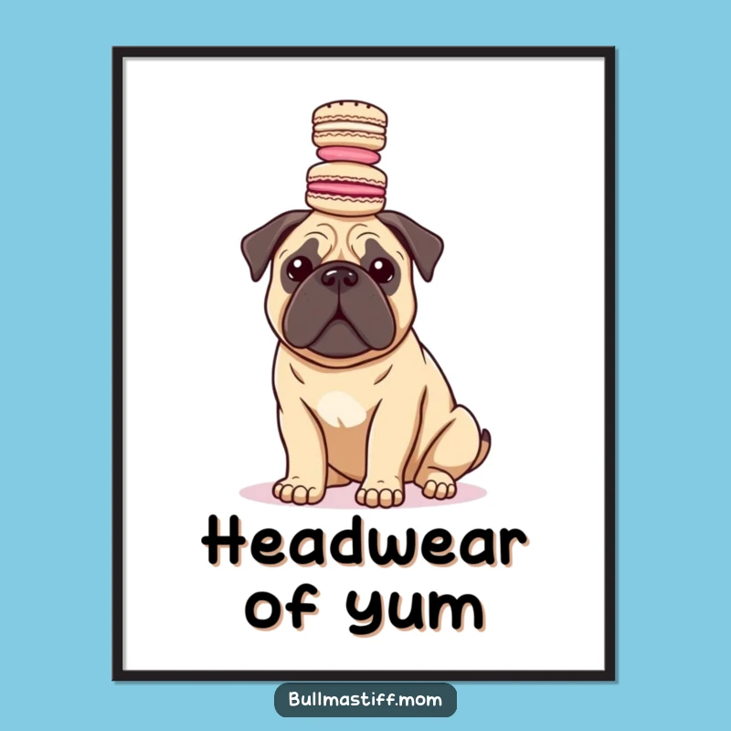 Funny Bullmastiff Macaron Digital Art: Instant Whimsy for Your Walls