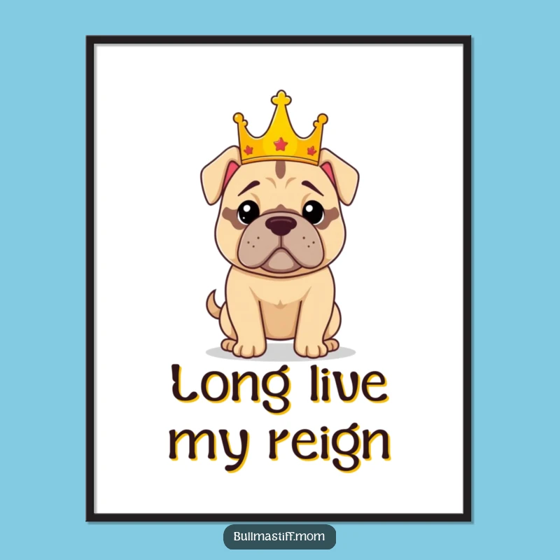 Funny Royal Bullmastiff Dog Digital Art: Instant Canine Majesty!