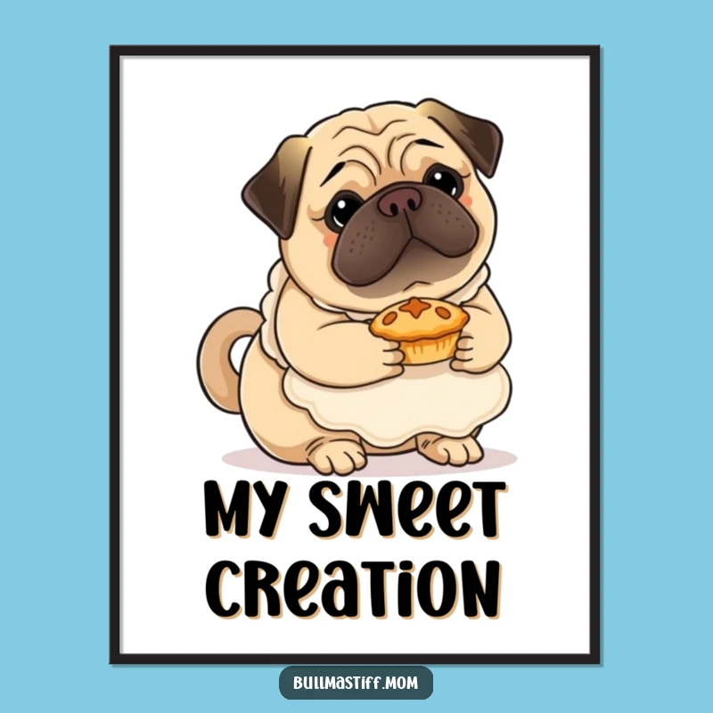 Funny Bullmastiff Baker Digital Art: Cute Dog Printable for Decor